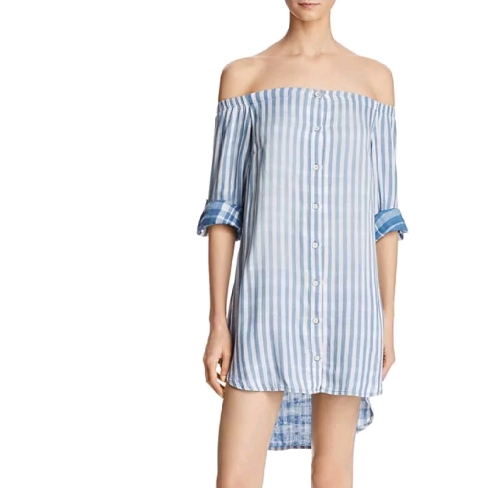 Anthropologie Cloth And Stone Off The Shoulder Striped Summer Spring Dre…